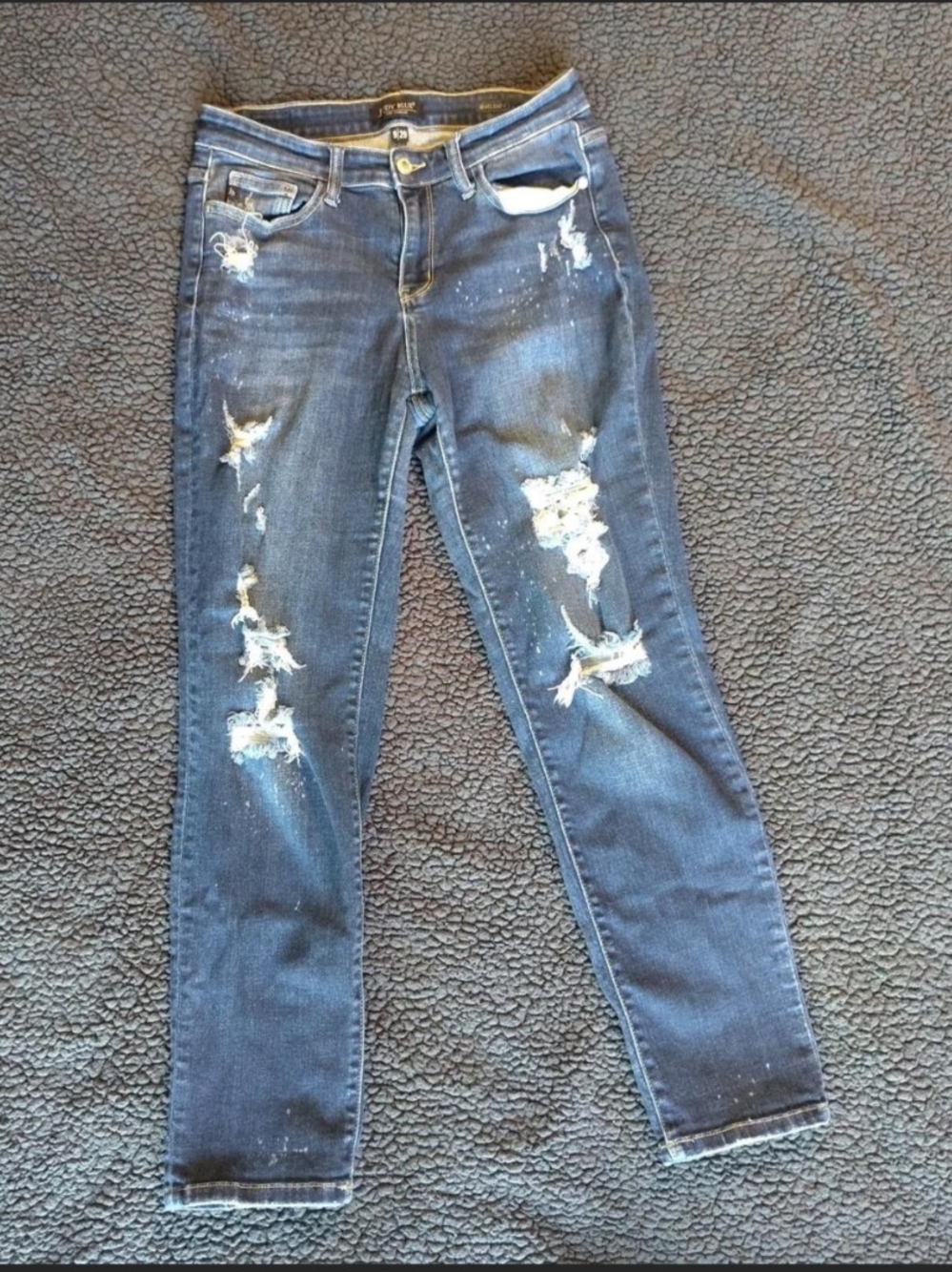 Judy Blue Distressed Dark Blue Boyfriend Jeans